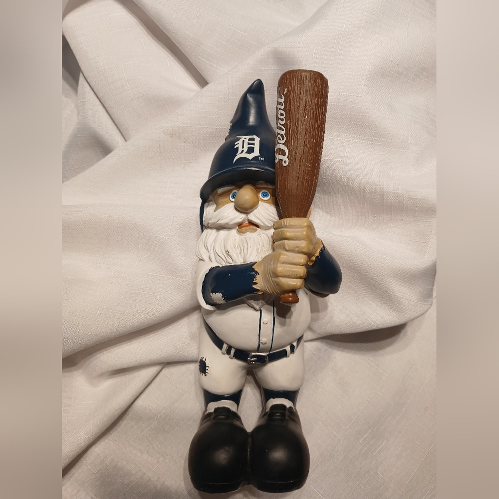 MLB Official Detroit Tigers Baseball Gnome Figurine with Bat